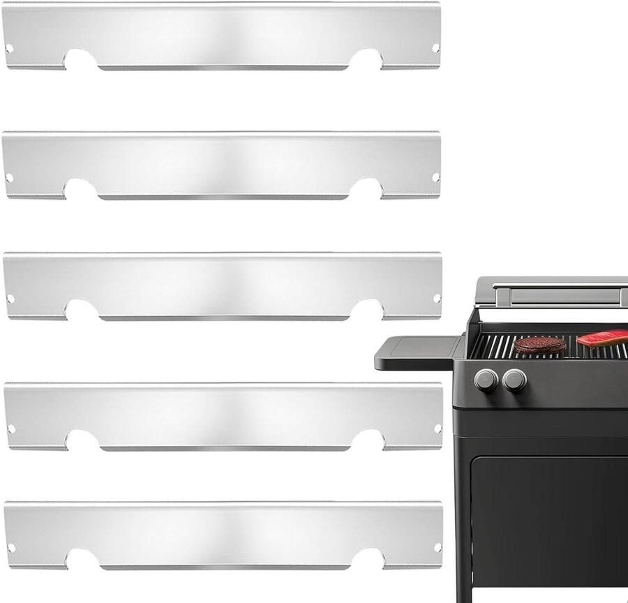 Grill Hitteplaten Warmteflector BBQ Barbecueën Buiten Aanbakwerend Oppervlak 43.4x7.6x5.3 cm Zilver