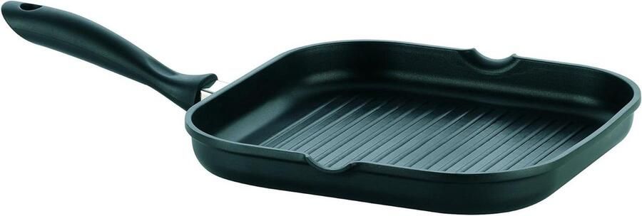 Grill-hoekpan Gegoten Aluminium Pan Lekker Koken 5mm Dikke Bodem 28x28 cm Zwart