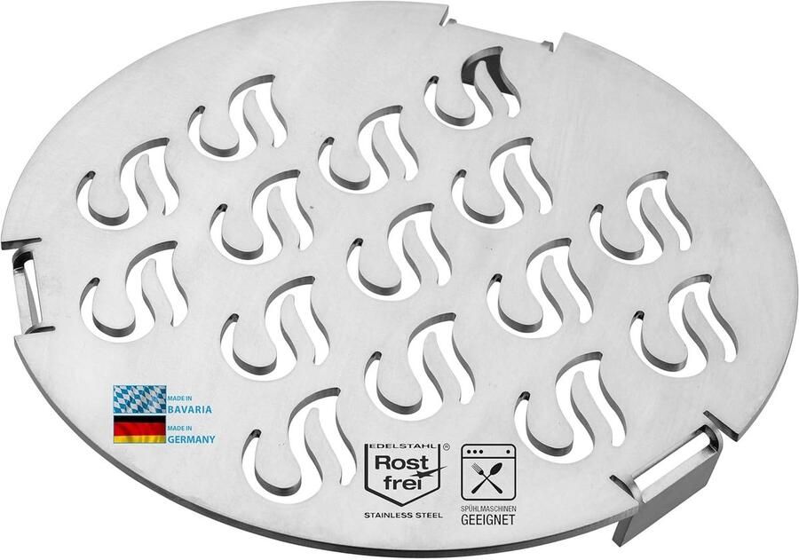 Grill inzetstuk Vuurplaat rooster Buiten koken Roestvrij staal Ø 20 cm Zilver