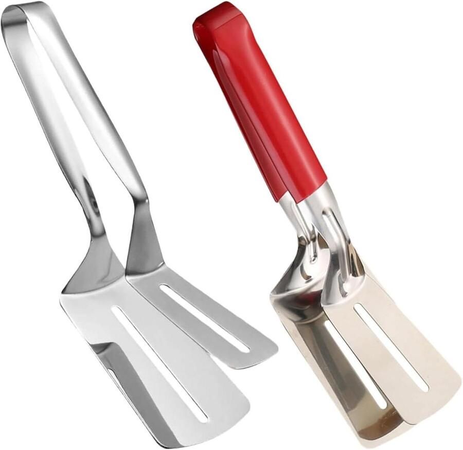 Grill Klem Kook Tang Spatel Voedsel Omdraaien Antiaanbak Schop Set van 2 stuks Zilver