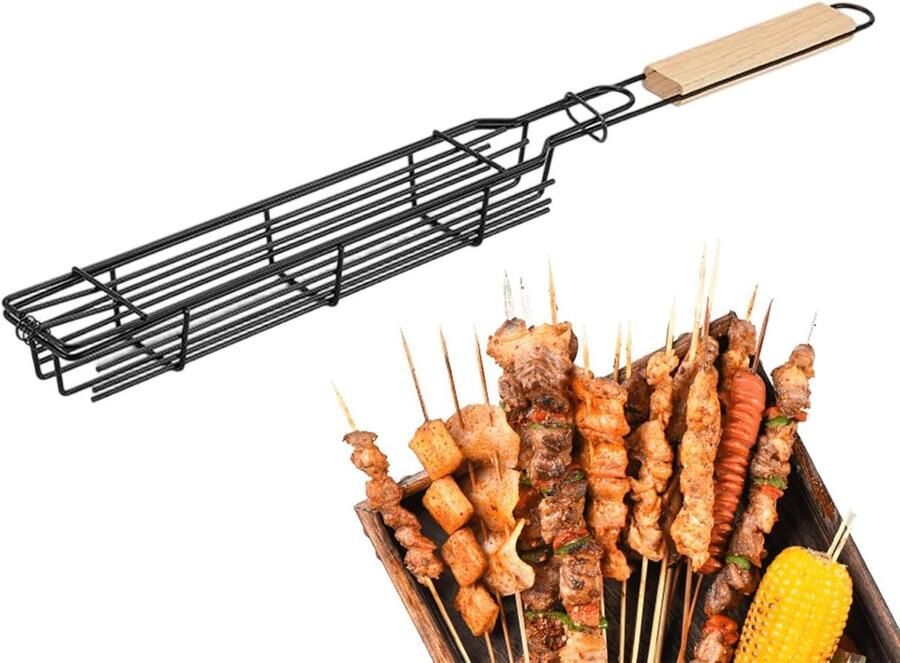 Grill Klem Worsthouder Barbecue Koken Gelijkmatige Verwarming 40.8 cm Zilver