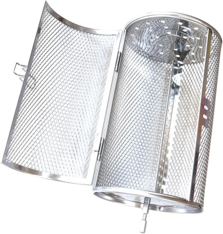Grill Kooi Rotisserie Mand Barbecue Gerechten Draaiend Rooster 30 x 18 x 18 cm Zilver
