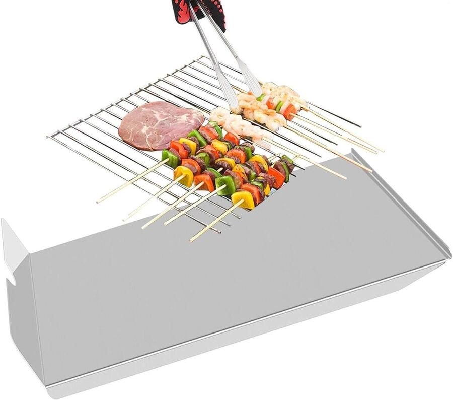 Grill Lekbak Hitteschild Diffusorplaat Barbecue Onderhoud Gelijkmatige Warmteverdeling 548 x 446 x 89 cm Zilver