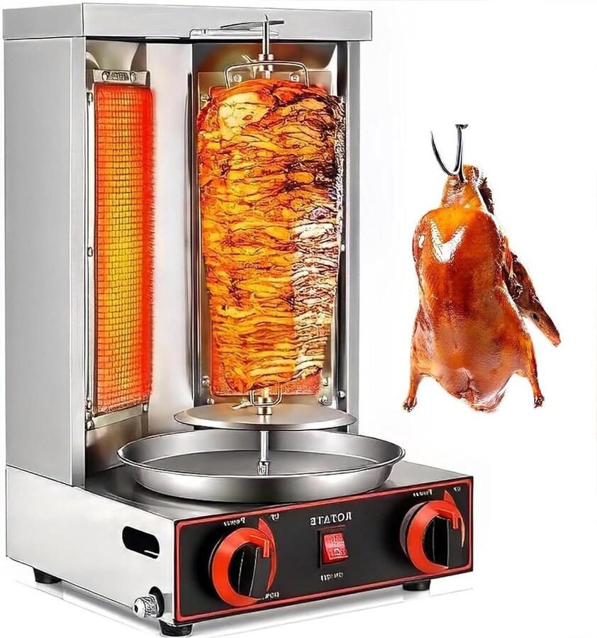 Grill Machine Verticale Oven Vlees Grillen 360 Graden Rotatie 8kg Capaciteit Zilver