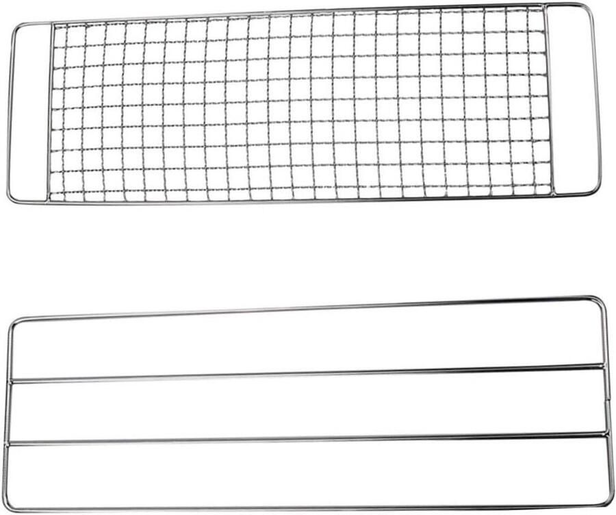 Grill Mand Barbecue Rek Buiten Koken Roestvrij Staal 38x12cm Zilver