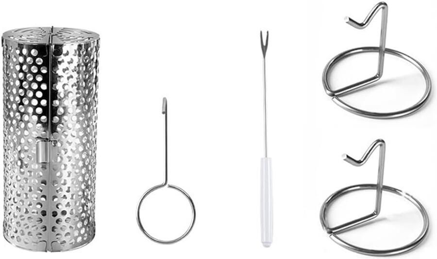 Grill Mand BBQ Net Buiten Koken Rond Rand Ontwerp 24 x 21 x 13 cm Zilver