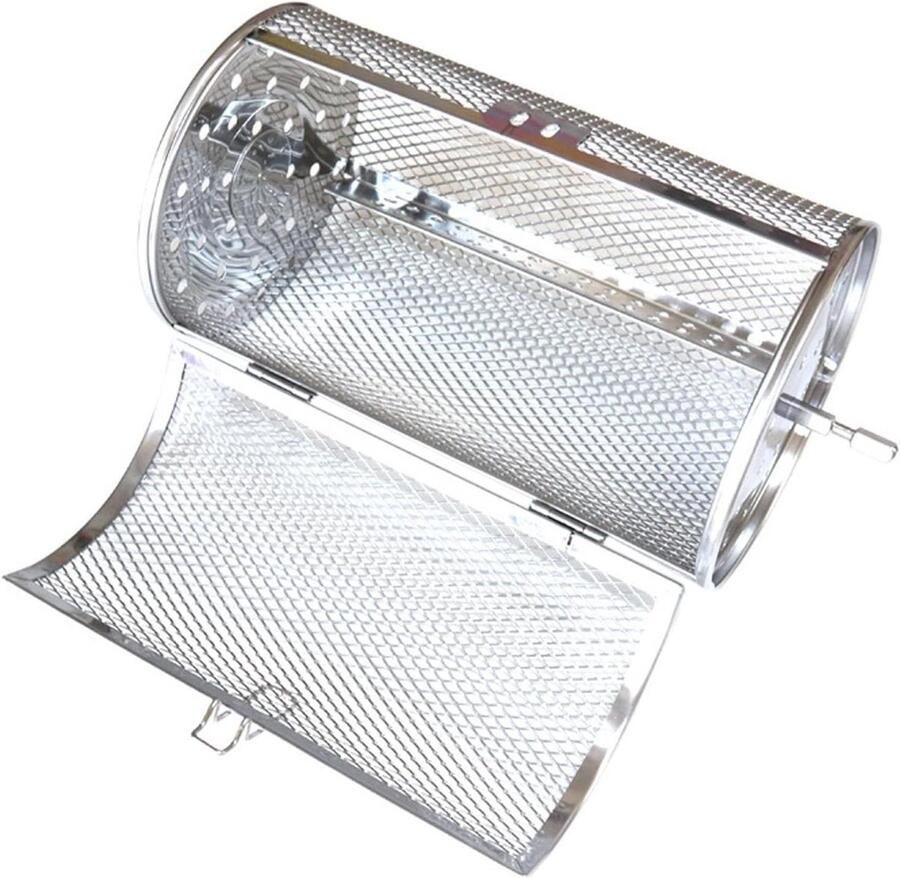 Grill Mand Draaibak Noten Grillen 360 Graden Rotatie 219 cm Zilver