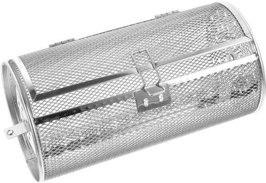 Grill Mand Roterende Kooi Gelijkmatig Grillen Uniek Deurontwerp 14x14x18cm Zilver