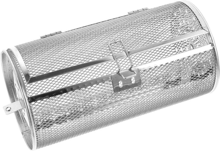 Grill Mand Roterende Kooi Gelijkmatig Grillen Uniek Deurontwerp 14x14x18cm Zilver