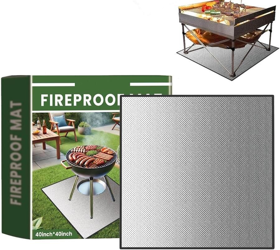 Grill Mat Onderlegger Bescherming Buiten Grillen Waterdicht Vuurvast 100 x 100 cm Zwart