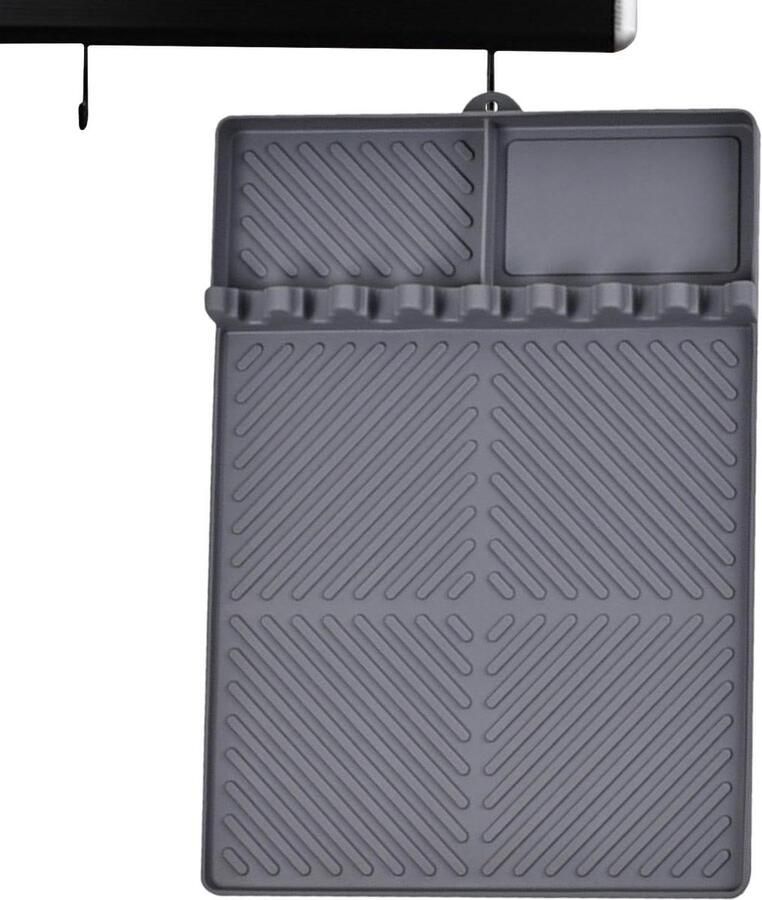 Grill Mat Spatel Houder Keuken Beschermen Hittebestendig Siliconen 40.5 x 29.5 cm Zwart