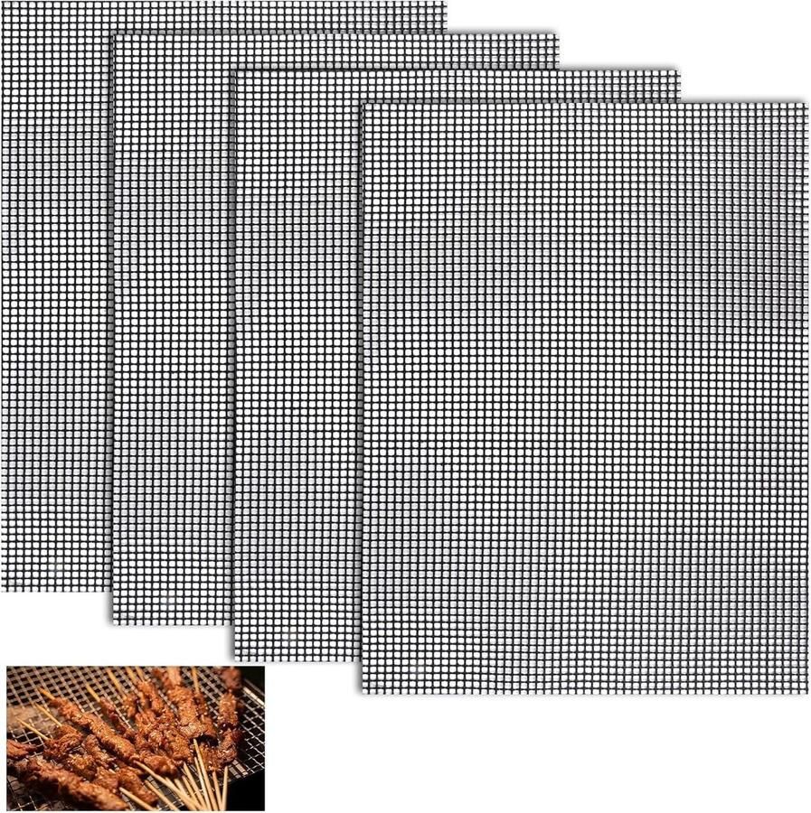 Grill Matten Bakmat Herbruikbaar Barbecue Koken Antiaanbaklaag 40 x 30 cm Zwart