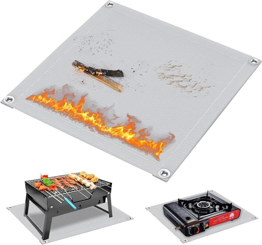 Grill Matten Vuurvaste Onderlegger Buiten Koken Hittebestendig tot 800°C 47 x 47 cm Grijs