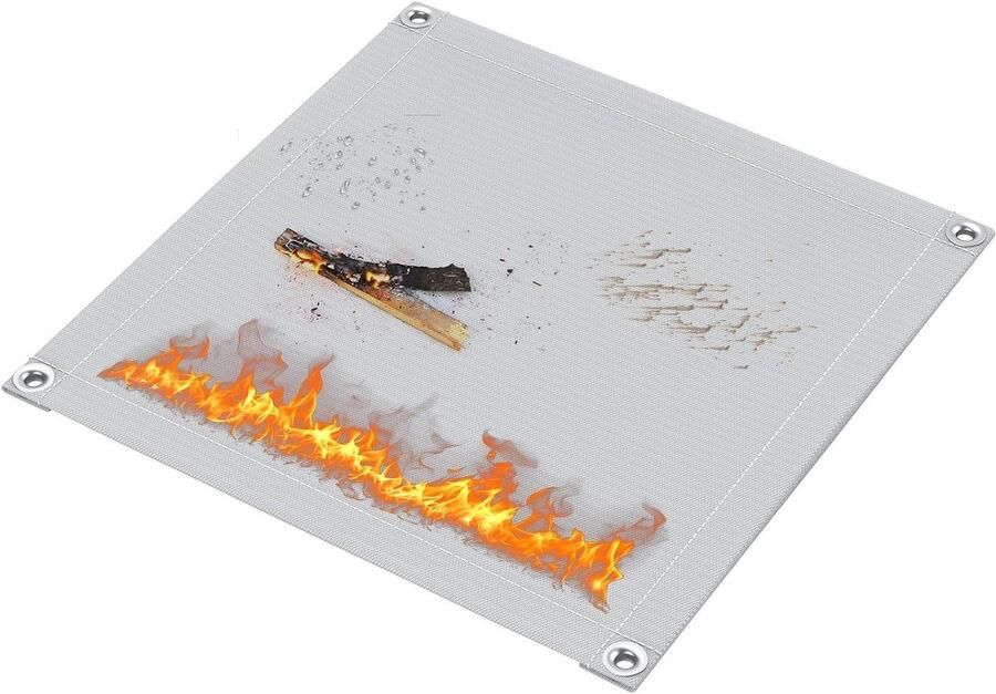 Grill Matten Vuurvaste Onderlegger Buiten Koken Hittebestendig tot 800°C 47 x 47 cm Grijs
