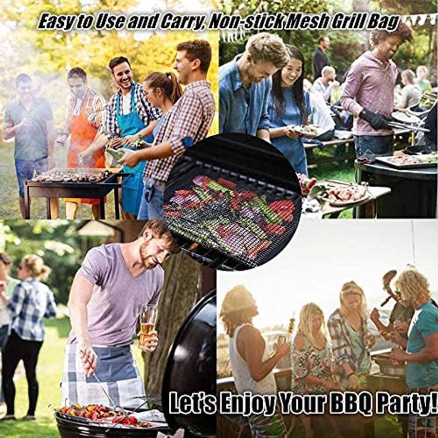 Grill Mesh Bags 2 Stuks 9.4 x 5.5 Inch Herbruikbare Bakzakken voor BBQ en Buiten koken - Foto 2