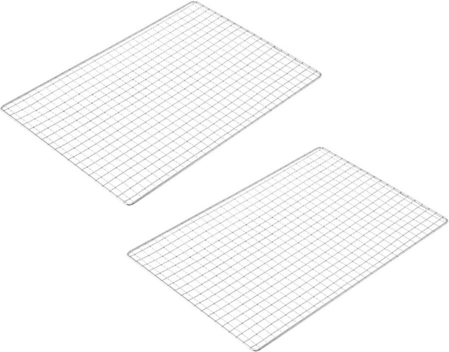 Grill Net Barbecue Net BBQ Gerechten Bereiden Voorkomt Vallen Morsen 2 Stuks Zilver