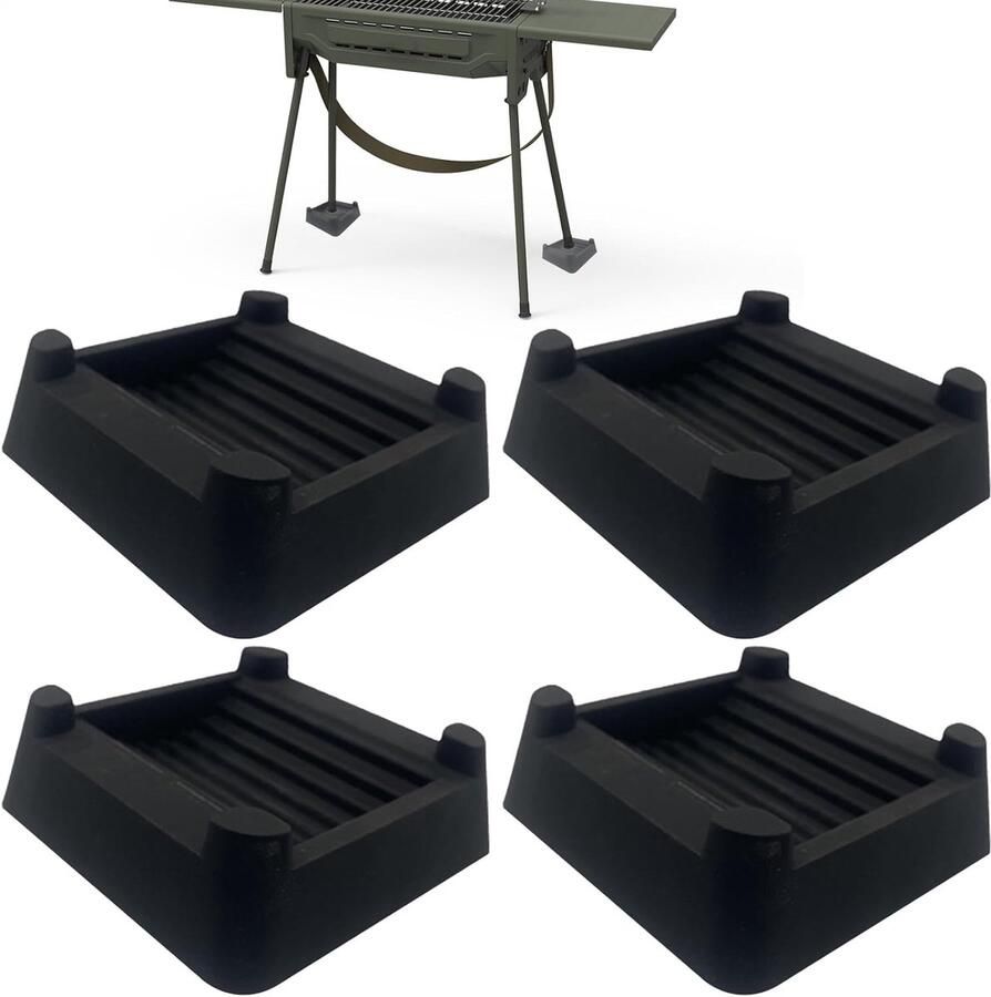 Grill Nivelleerset Stapelbare Ringen Stabiliseren Kookplaat Diep U-Ontwerp 84 x 84 x 25 cm Zwart