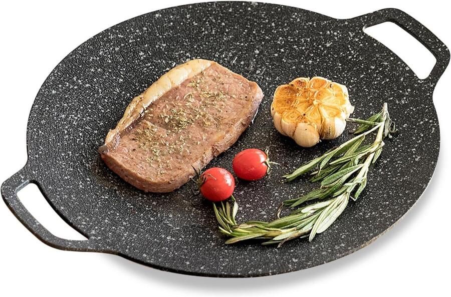Grill Non-stick Grill BBQ Plaat Anti-aanbak Grill Pan Anti-aanbak Ronde Bakplaat Grill Pan Voor Koreaanse BBQ Koekenpan Voor Thuis Outdoor Kachel(30cm benzine)