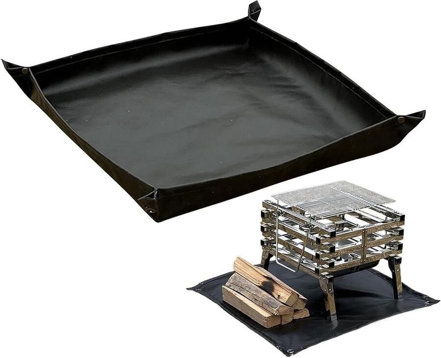 Grill Onder Mat Vuurplaatsmat Opvouwbare Brandwerende Pad Vuurvaste Grillpad Siliconen Campingmat Terrasbescherming Opvouwbaar Kussen Accessoires Voor Buitenkachels Onder Grillkussen Voor He