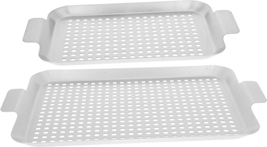 Grill Pan Bakplaat Buiten Koken Geperforeerd Ontwerp 42 cm Zilver