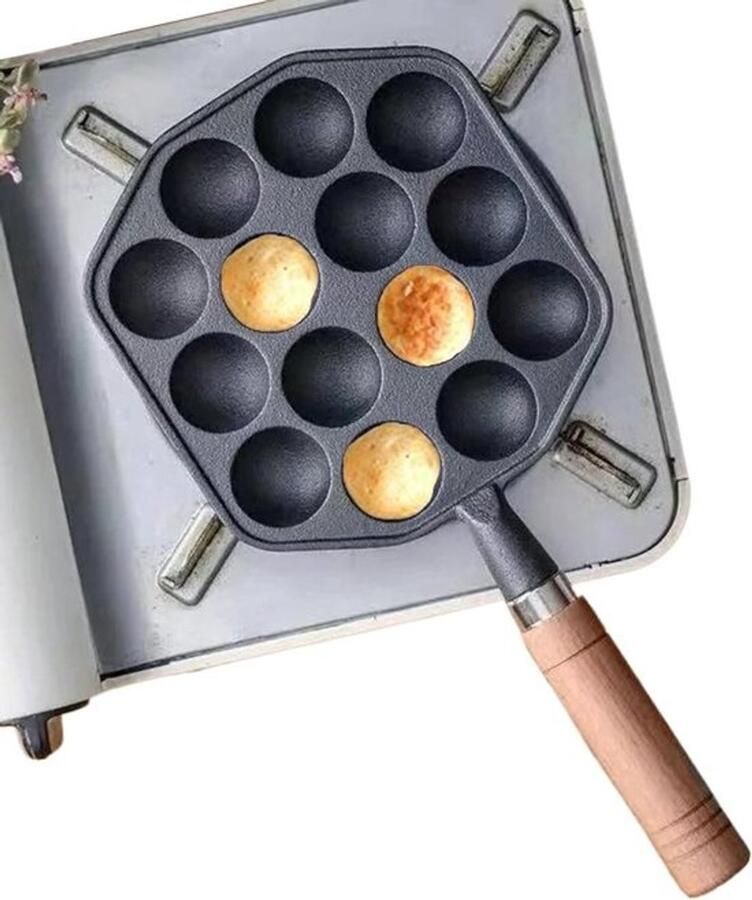Grill Pan Bakplaat Koekenpan Buiten Koken 14 Holtes 33 x 18 x 3 cm Zwart