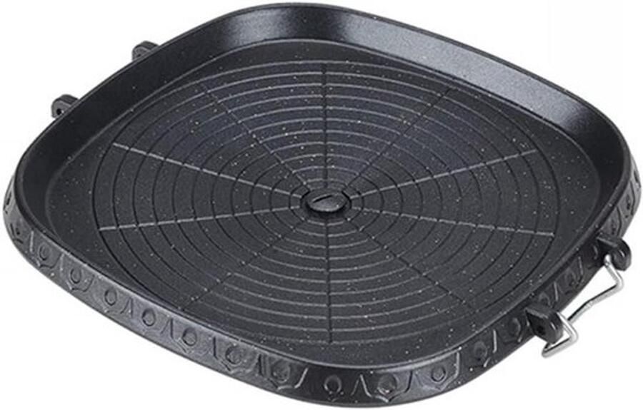 Grill Pan Bakplaat Koekenpan Buiten Koken Vetarm Gezond Koken 31.5 cm Diameter Zwart