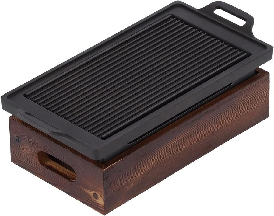 Grill Pan Bakplaat Plancha Gezond Grillen Precisie Olie Controle 33 x 17 cm Zwart