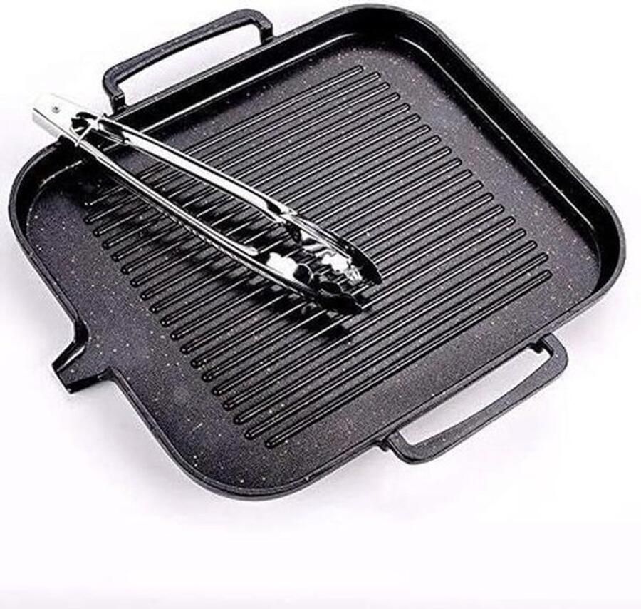 Grill Pan Bakplaat Rechthoekig Barbecue Buiten Vet Afvoer Kanaal 40 cm Zwart