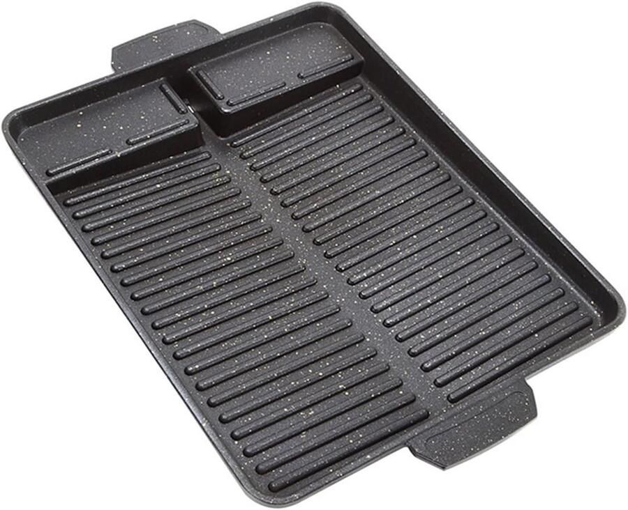 Grill Pan BBQ Pan Omelet Pan Smokeless Koken Non-stick Coating 32 x 26 cm Zwart