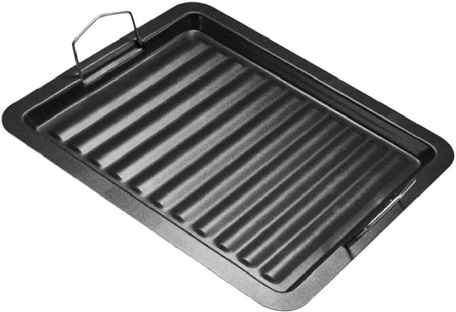 Grill Pan BBQ Pan Plaat Buiten Koken Non-stick Coating 29.5x25x2cm Zwart