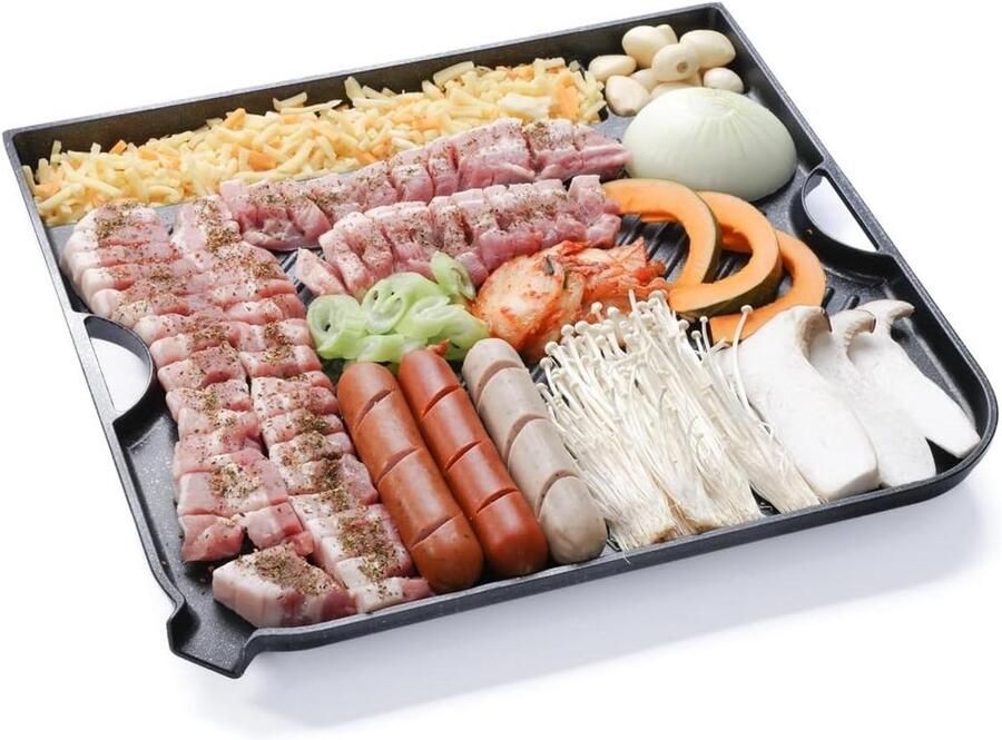 Grill Pan BBQ Plaat Binnen Grillen Niet-klevende Coating 35.56 cm Zwart