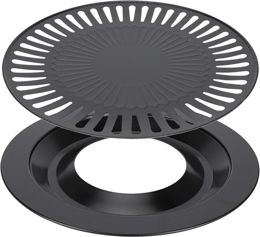 Grill Pan BBQ Plaat Buiten Koken Rookvrije Werking 32 cm Zwart