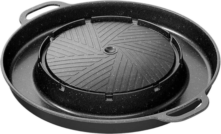 Grill Pan Binnen Grill Buiten Koken Antiaanbaklaag 34.5 cm Zwart