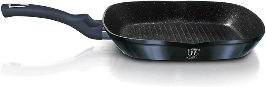 Grill Pan Casserole Koekenpan Braadpan Koken en Grillen Drievoudige Anti-aanbaklaag 28 cm Aquamarijn