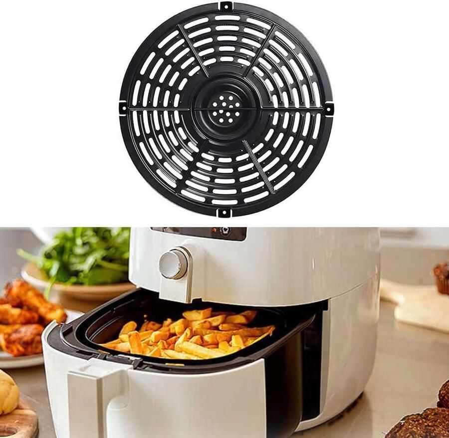 Grill Pan Crisper Plaat Airfryer Accessoire Antiaanbaklaag 20cm Zwart
