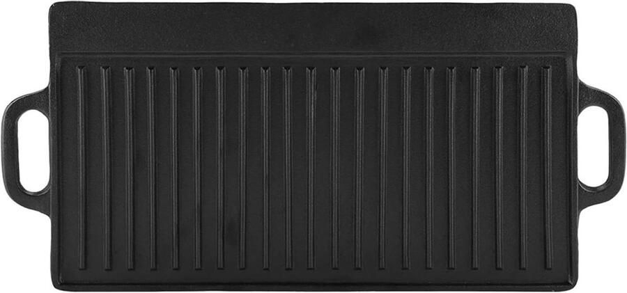 Grill Pan Dubbelzijdige Pan Veelzijdig Koken Non-stick Gietijzer 50.5 cm Zwart