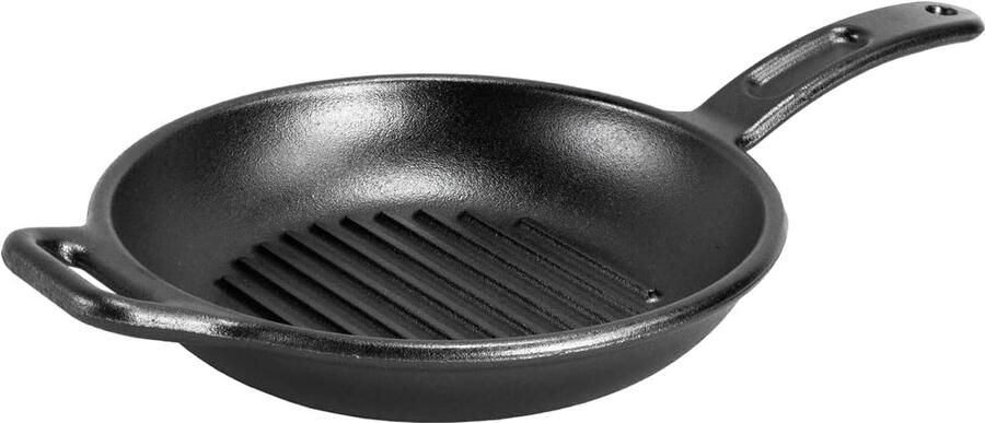 Grill Pan Gietijzeren Pan Buiten Koken Voorgewinterd 25 cm Zwart