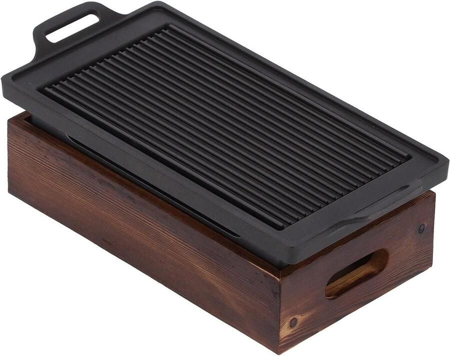 Grill Pan Grillplaat Bakplaat Gezond Grillen Dubbel Verdikte Plaat 31.7 cm Zwart