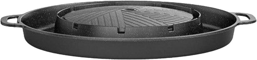 Grill Pan Hotpot Pan Buiten Koken Efficiënte Warmteverdeling 33.5x22cm Zwart