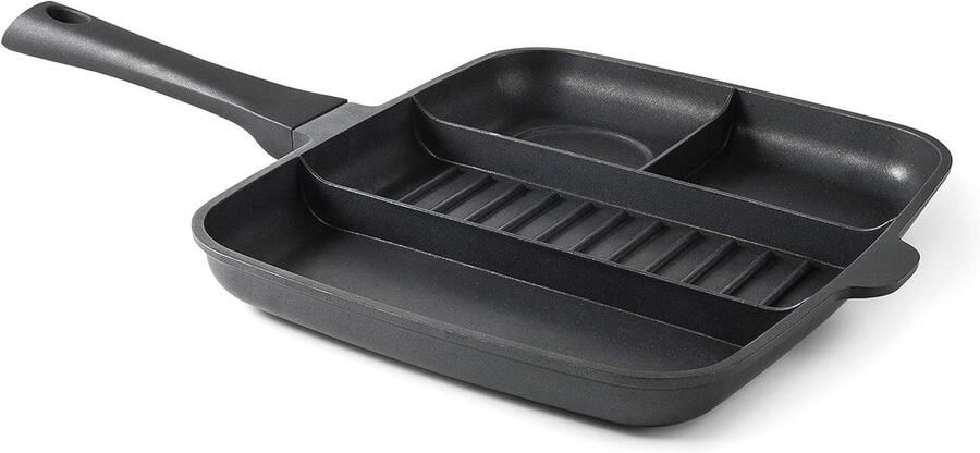 Grill Pan Koekenpan 4-vaks Gelijk Bakken Antiaanbak Titanium 32x26 cm Grijs