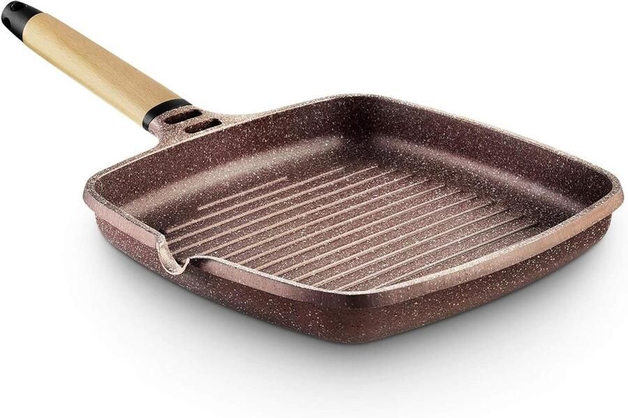 Grill Pan Koekenpan Aluminium Gezond Koken Non-stick Coating 45 x 23.2 cm Zwart