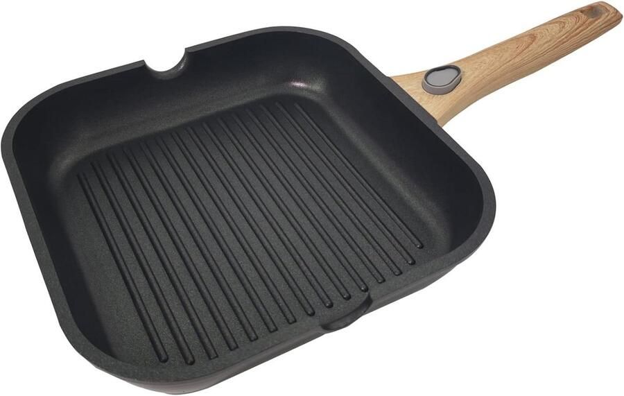 Grill Pan Koekenpan Binnen Koken Anti-aanbak 24 cm Vierkant Graniet