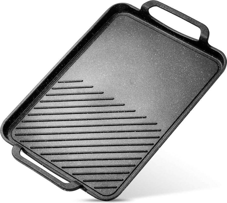 Grill Pan Koekenpan Binnen Koken PFOA Vrij 43 x 28 cm Zwart