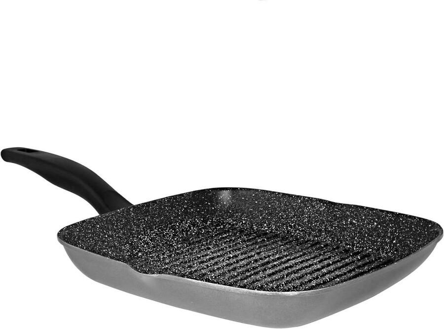 Grill Pan Koekenpan Gezond Bakken Anti-aanbak Steenpartikels 28x28 cm Zwart