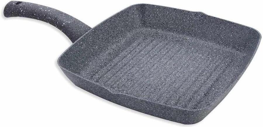 Grill Pan Koekenpan Gezond Koken Antiaanbaklaag 24 cm Grijs