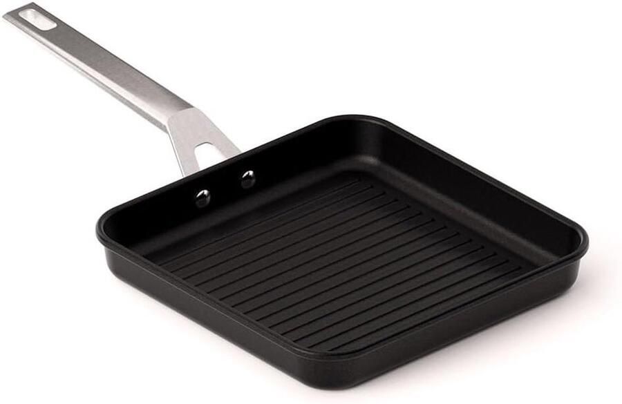 Grill Pan Koekenpan Gezond Koken Versterkte Antiaanbaklaag 23 x 23 cm Zwart