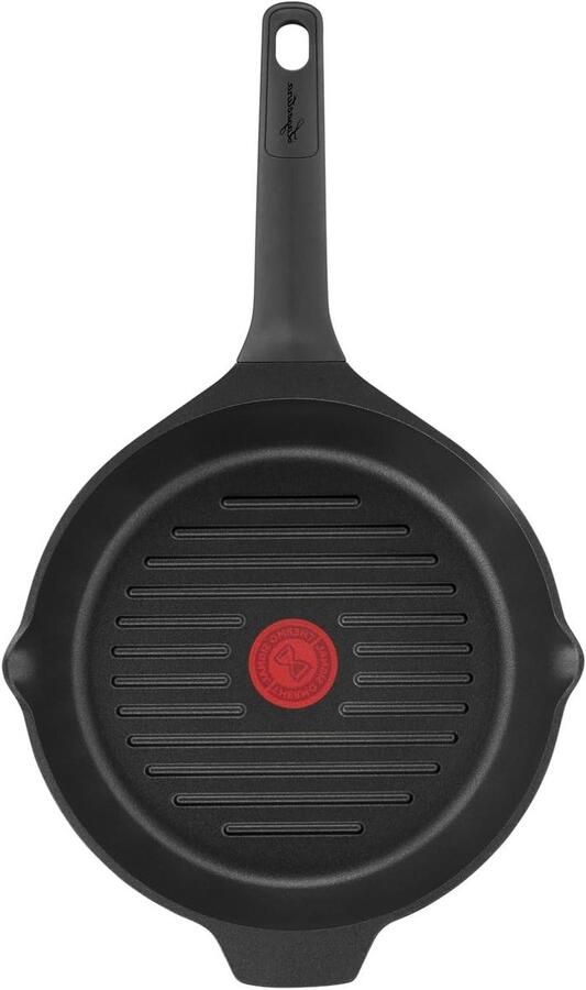 Grill Pan Koekenpan Gietijzer Gezond Grillen Versterkte Titanium Coating Diameter 26 cm Zwart