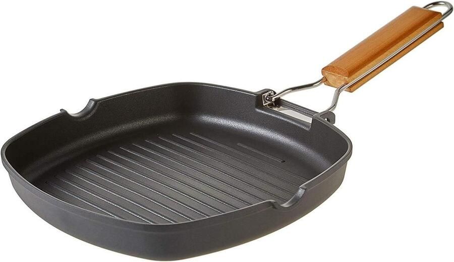 Grill Pan Koekenpan Golvend Gezond Koken EcoStone Anti-aanbaklaag 24 x 24 cm Zwart