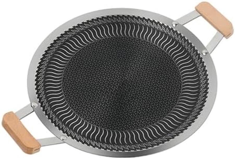 Grill Pan Koekenpan Grill Buiten Koken Roestvrij Staal 34 cm Zilver