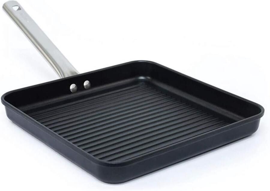 Grill Pan Koekenpan Grill Gezond Grillen Versterkte Antiaanbaklaag 28x28 cm Zwart
